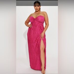 Fashion Nova sz 3x Fuchsia Strapless Gown NWT